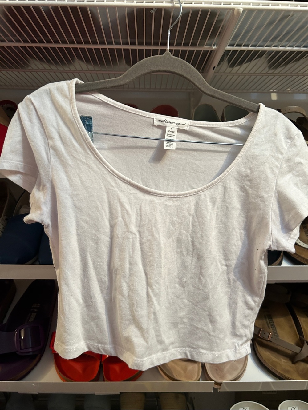 Ambiance White Scoop Neck Cropped Tee